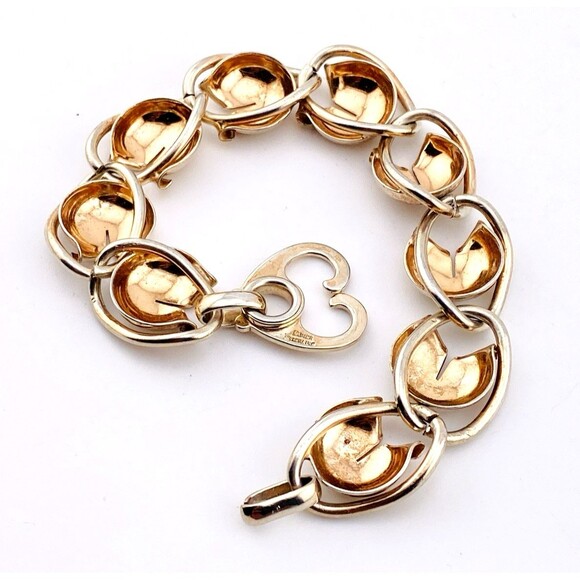 Napier Sterling Silver Vermeil Tulip Link Bracelet Heavy 32 Grs Nordic Inspired - Picture 6 of 7